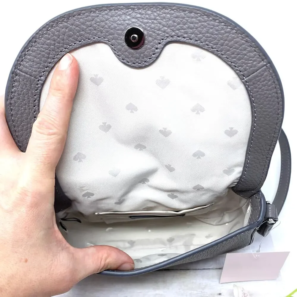 Kate Spade Leila Mini Flap Crossbody Purse in Hare Gray Leather wlr00396